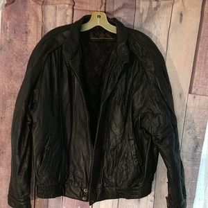 031 Cognac Bomber Style Leather Jacket